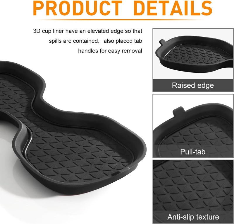 KENTUTO for Honda CRV Accessories 2023 2024 2025 2026 3D Cup Holder Center Console Liner Inserts Silicone Anti-dust Mat Pad Interior Decoration (2 Pcs, Black Trim) - Image 3
